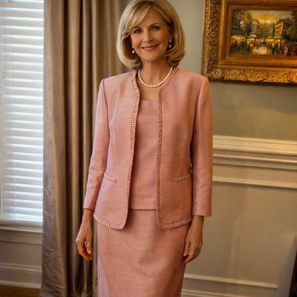 Kasper Dresses & Skirts - NWOT Kasper 3-Piece Skirt & Jacket & Top Suit Dusty Rose Pink Shantung Size 10
